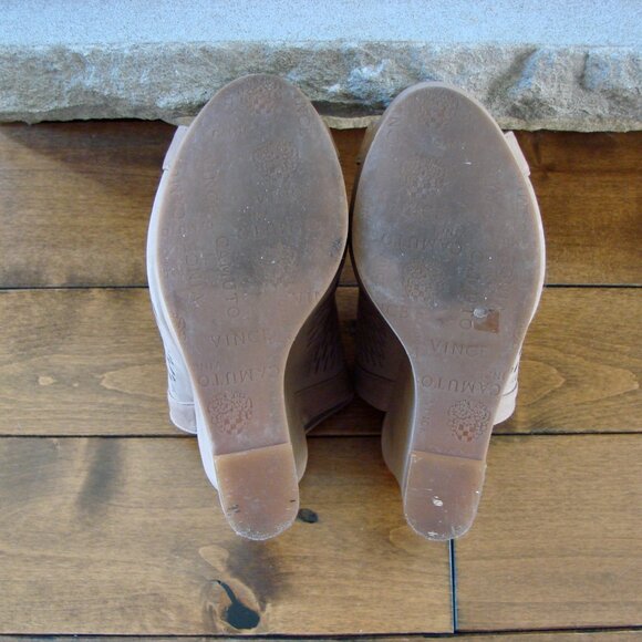 Vince Camuto Kyrene Suede Platform Wedge Shoes Brown Beige Tan Open Toe Size 6 - Picture 13 of 13